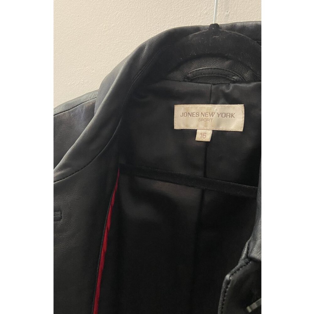 Vintage Distressed Boxy Black Leather Jacket Oversized Look - Size L/XL - Picture 3 of 4